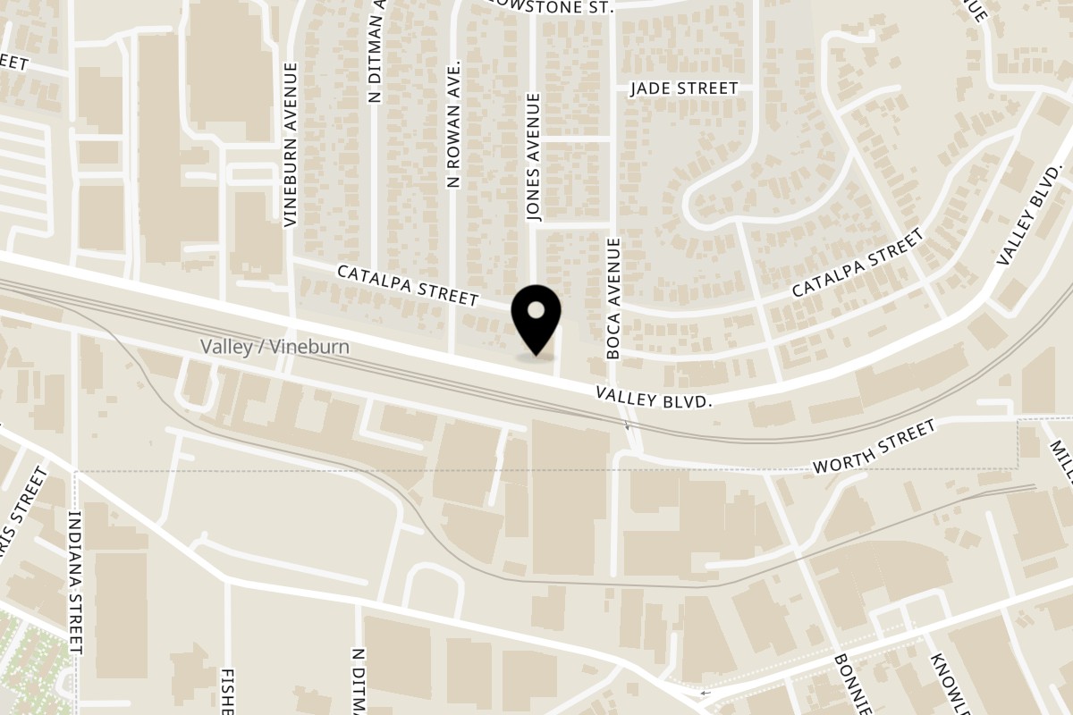 Map showing the location of Roong-Fah on 4507 Valley Blvd ste 101 in Los Angeles